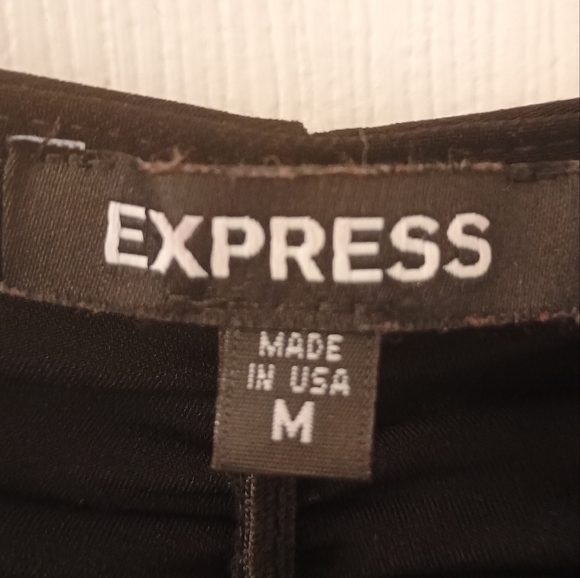 Express Crew Neck Long Sleeve Ruched Tee Black Size M - Picture 2 of 8